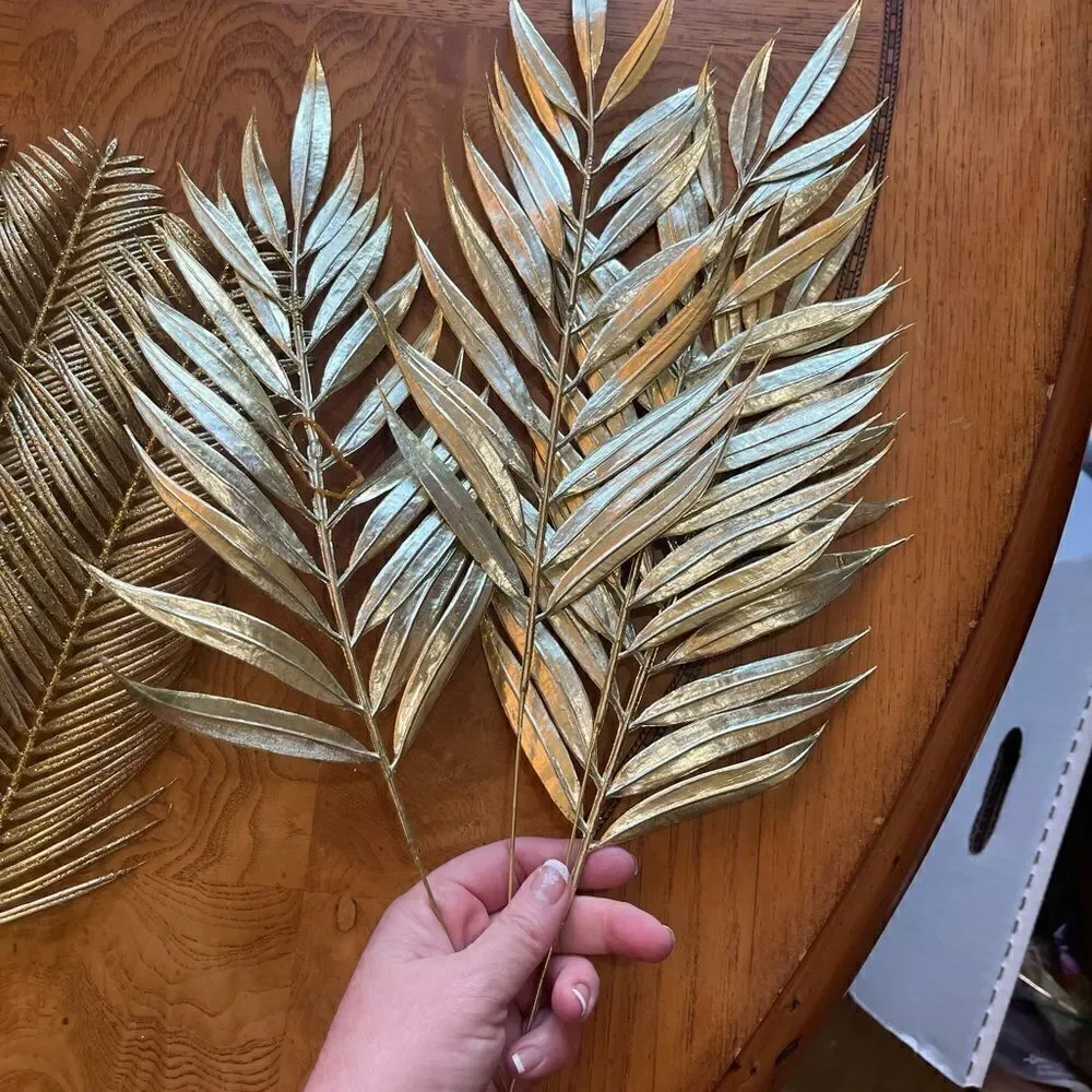 FAUX FOLIAGE Leaves Metallic Side & Glitter Side